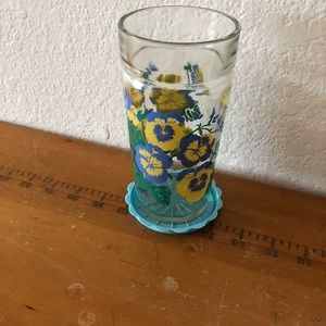 2 for $20/Floral glass cup & a vintage coaster 🍒